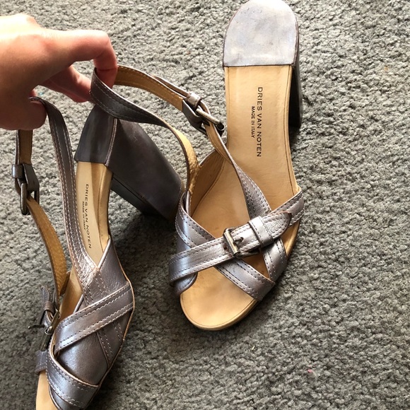 Dries Van Noten Metallic Block Heel Sandal 39.5 - Picture 8 of 14